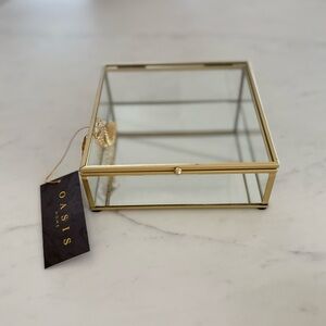 Oasis Gold Framed Glass Jewelry Box 6x6”
